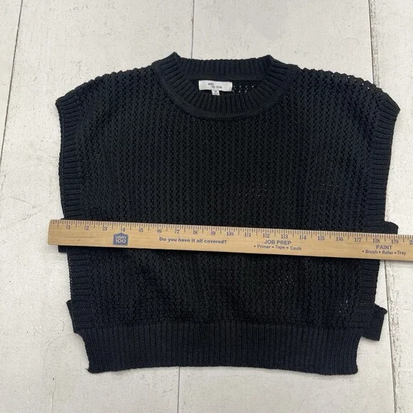 Edit By Nine Black Open Knit Sleeveless Open Side Sweater Women's Size Medium - Picture 6 of 7
